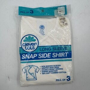 Vintage Clever Tots Long Sleeve Snap Side Shirt Infant 6 Month Cotton 3 Pack NOS